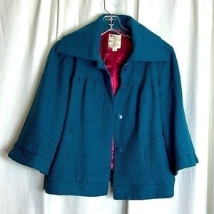 Anthropologie, fully lined, Tulle Jacket, 3/4 sleeve, front pockets, Size S. EUC